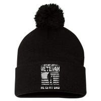 Military Family Veteran Support My Dad US Veteran Patriotic Pom Pom 12in Knit Beanie