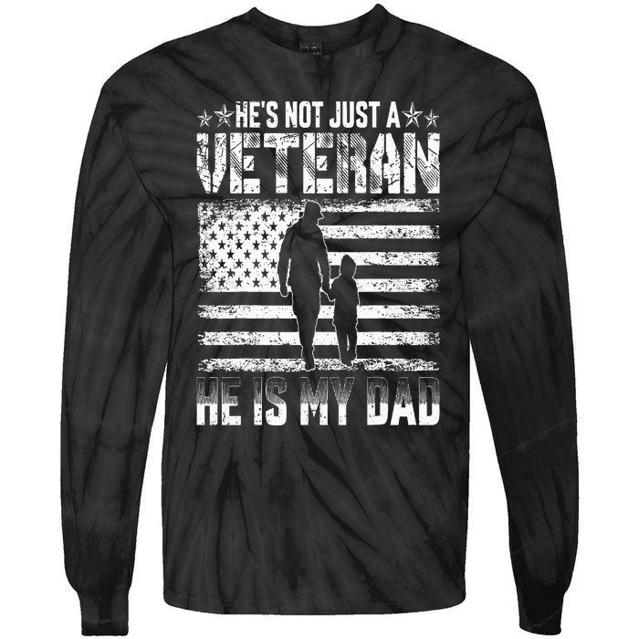 Military Family Veteran Support My Dad US Veteran Patriotic Tie-Dye Long Sleeve Shirt