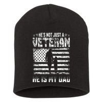 Military Family Veteran Support My Dad US Veteran Patriotic Short Acrylic Beanie