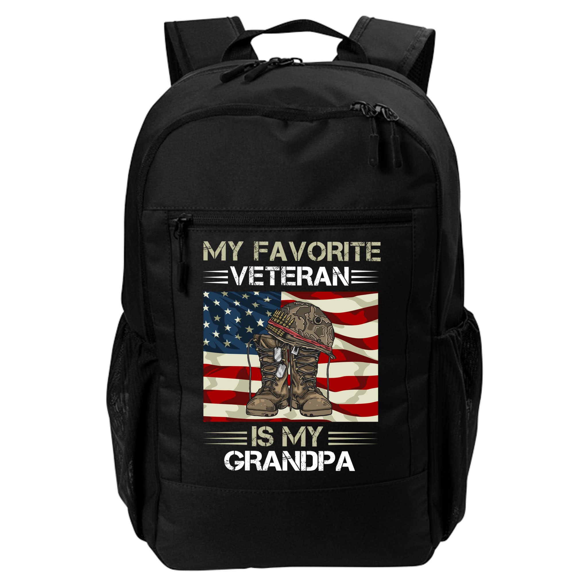 My Favorite Veteran Is My Grandpa American Flag Cool Gift Backpack