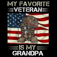 My Favorite Veteran Is My Grandpa American Flag Cool Gift Drawstring Bag
