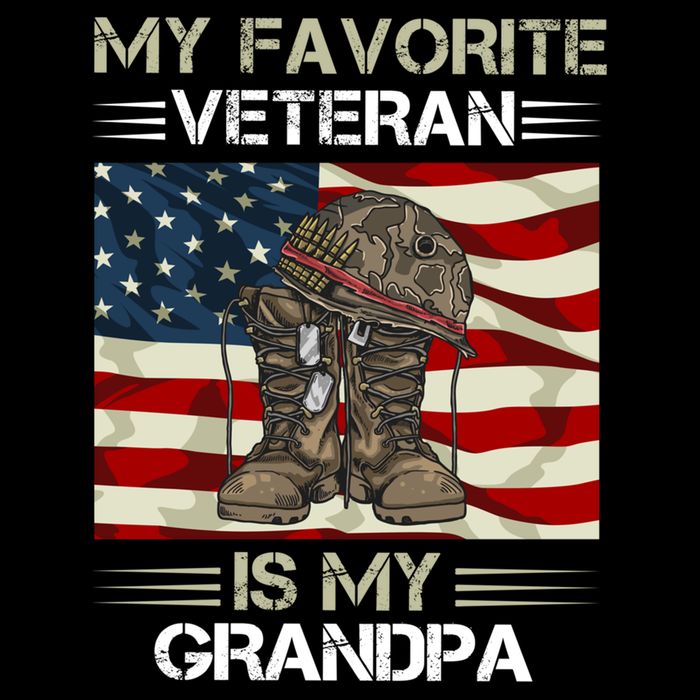 My Favorite Veteran Is My Grandpa American Flag Cool Gift Drawstring Bag