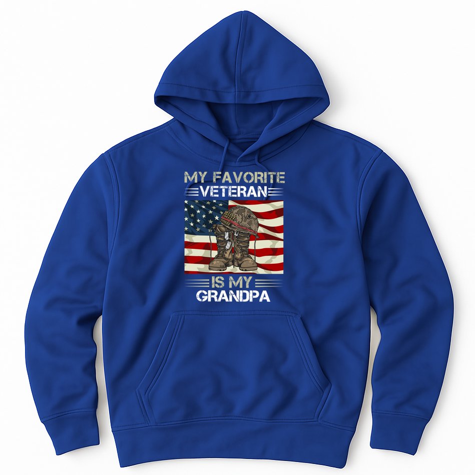 My Favorite Veteran Is My Grandpa American Flag Cool Gift Hoodie