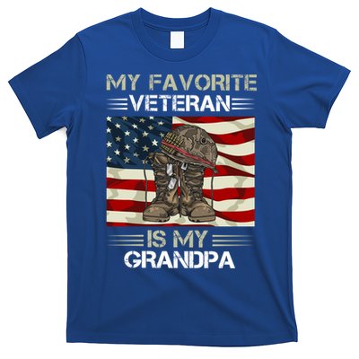 My Favorite Veteran Is My Grandpa American Flag Cool Gift T-Shirt