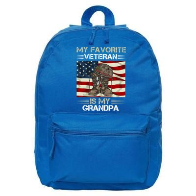 My Favorite Veteran Is My Grandpa American Flag Cool Gift 16 in Basic Backpack