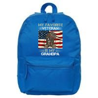 My Favorite Veteran Is My Grandpa American Flag Cool Gift 16 in Basic Backpack
