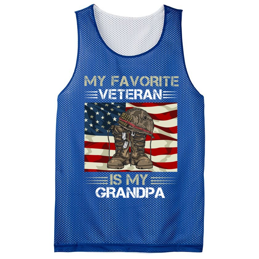 My Favorite Veteran Is My Grandpa American Flag Cool Gift Mesh Reversible Basketball Jersey Tank