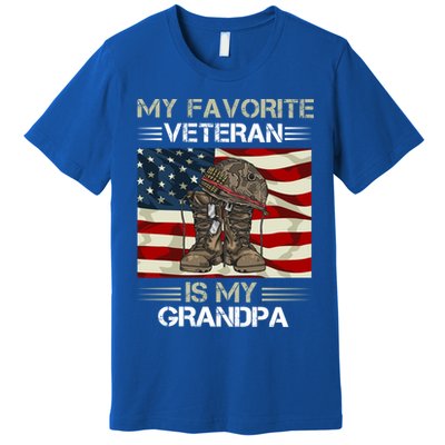 My Favorite Veteran Is My Grandpa American Flag Cool Gift Premium T-Shirt