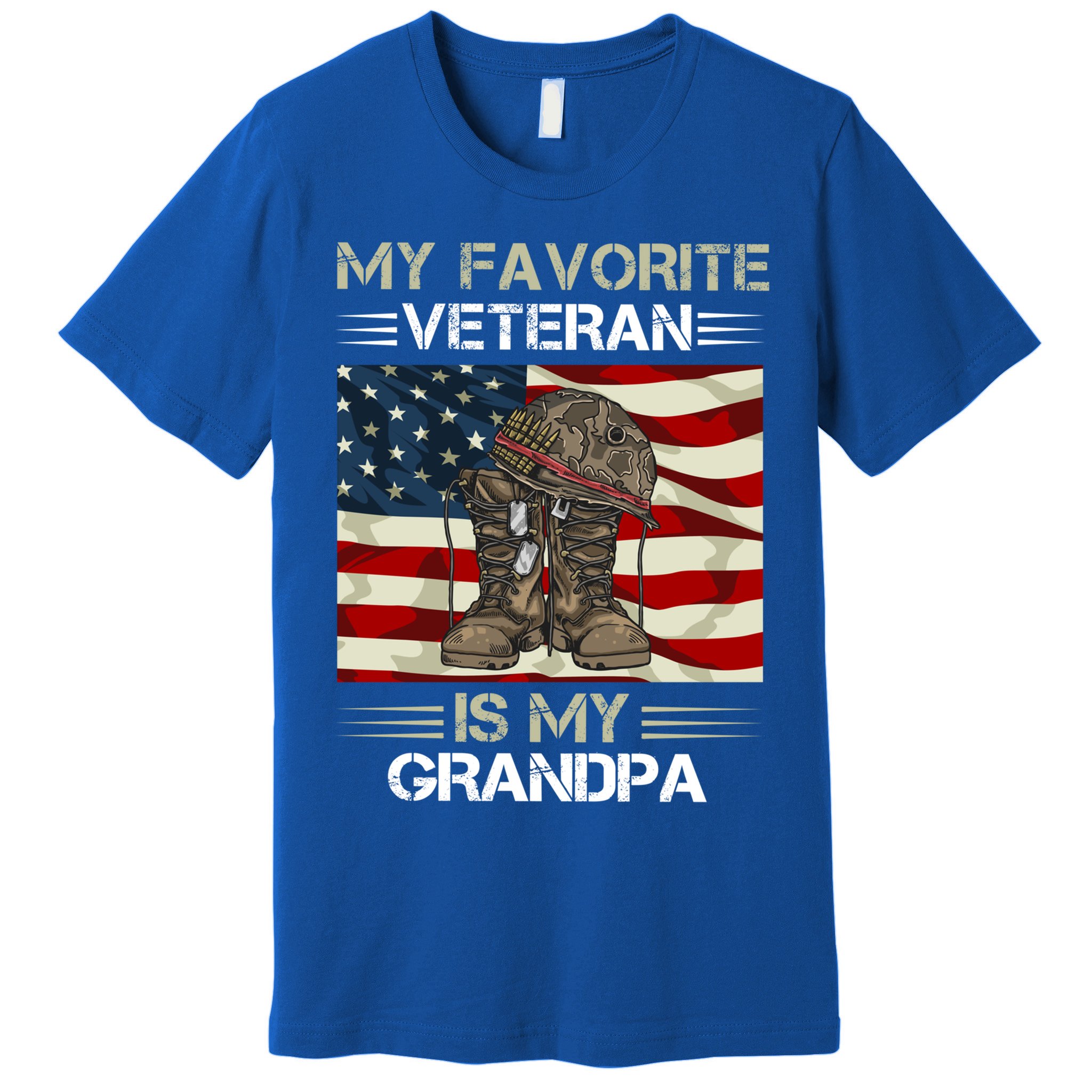 My Favorite Veteran Is My Grandpa American Flag Cool Gift Premium T-Shirt