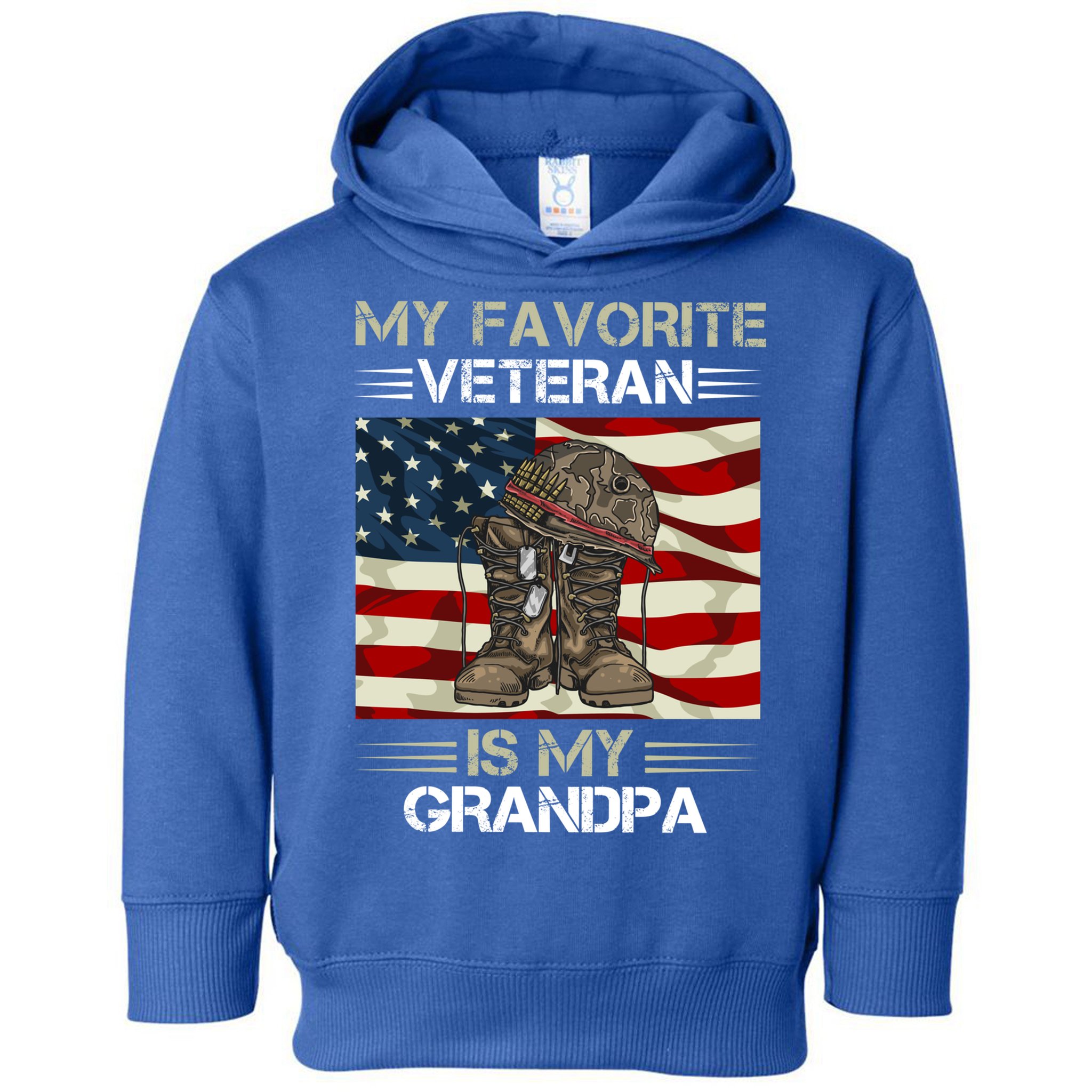 My Favorite Veteran Is My Grandpa American Flag Cool Gift Toddler Hoodie