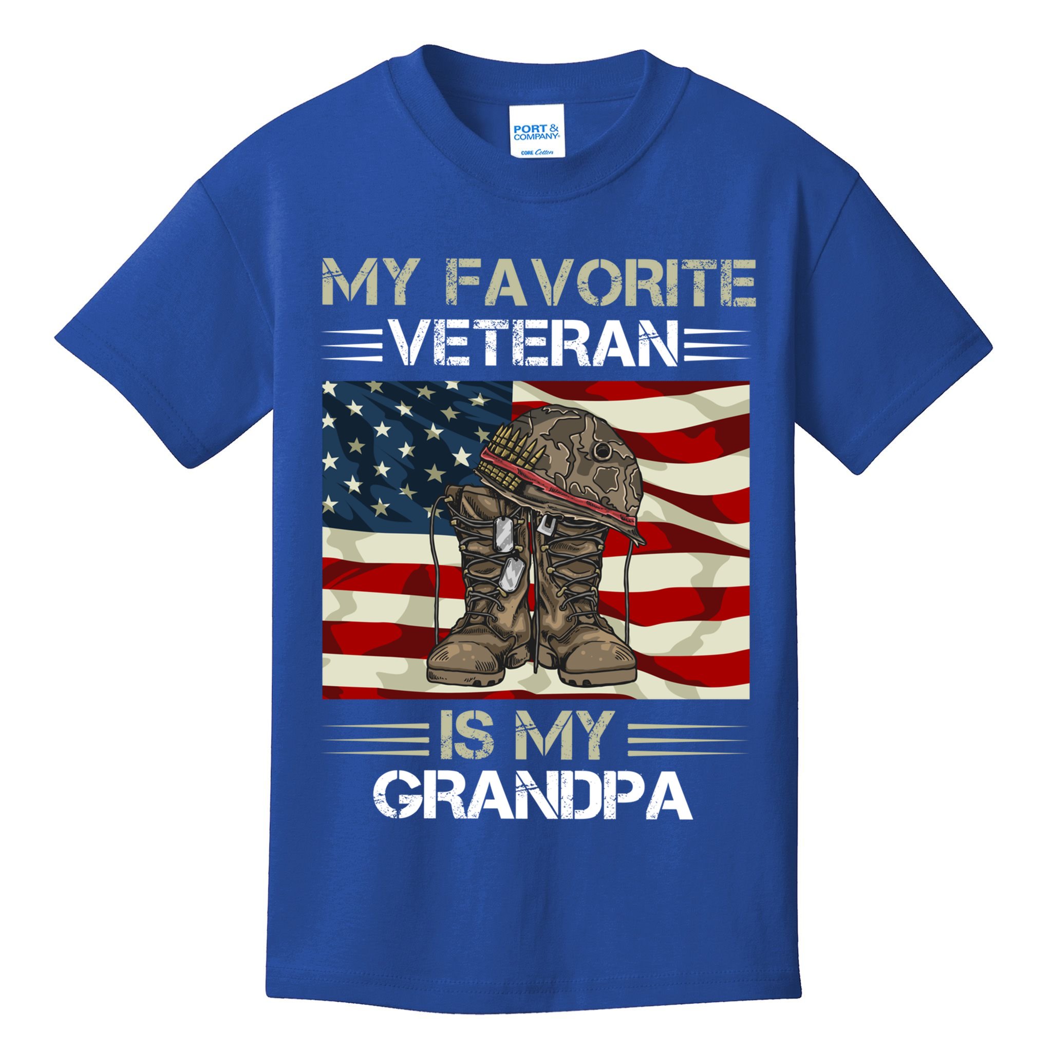 My Favorite Veteran Is My Grandpa American Flag Cool Gift Kids T-Shirt