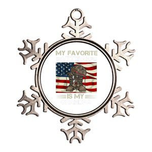 My Favorite Veteran Is My Grandpa American Flag Cool Gift Metallic Star Ornament