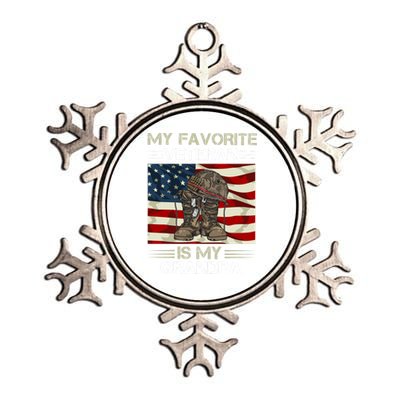 My Favorite Veteran Is My Grandpa American Flag Cool Gift Metallic Star Ornament