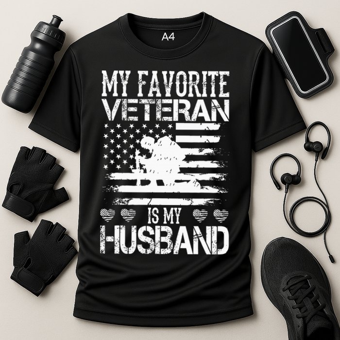 My Favorite Veteran Is My Husband Military Cooling Performance Crew T-Shirt