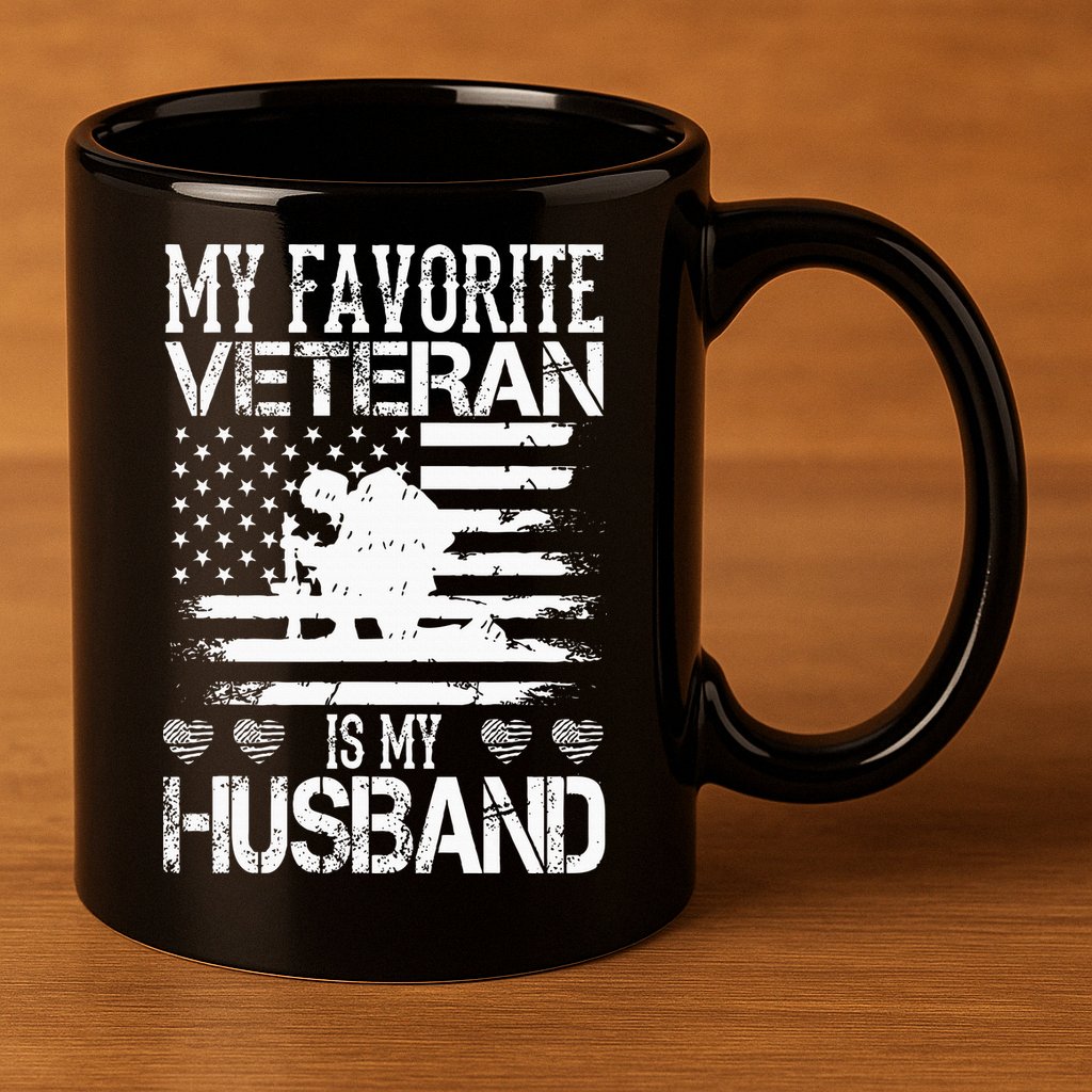 My Favorite Veteran Is My Husband Military 11oz C Handle Ceramic Mug