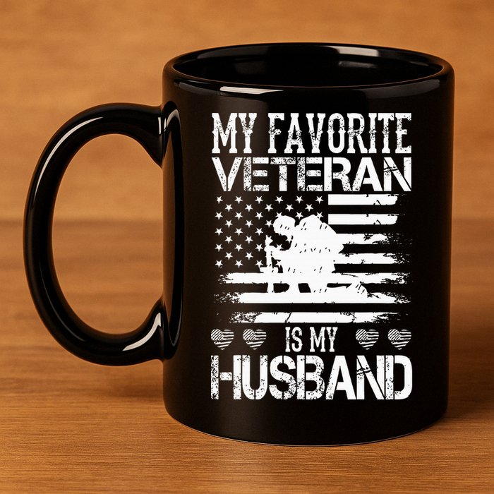 My Favorite Veteran Is My Husband Military 11oz C Handle Ceramic Mug