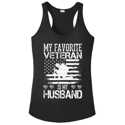 My Favorite Veteran Is My Husband Military Ladies PosiCharge Competitor Racerback Tank