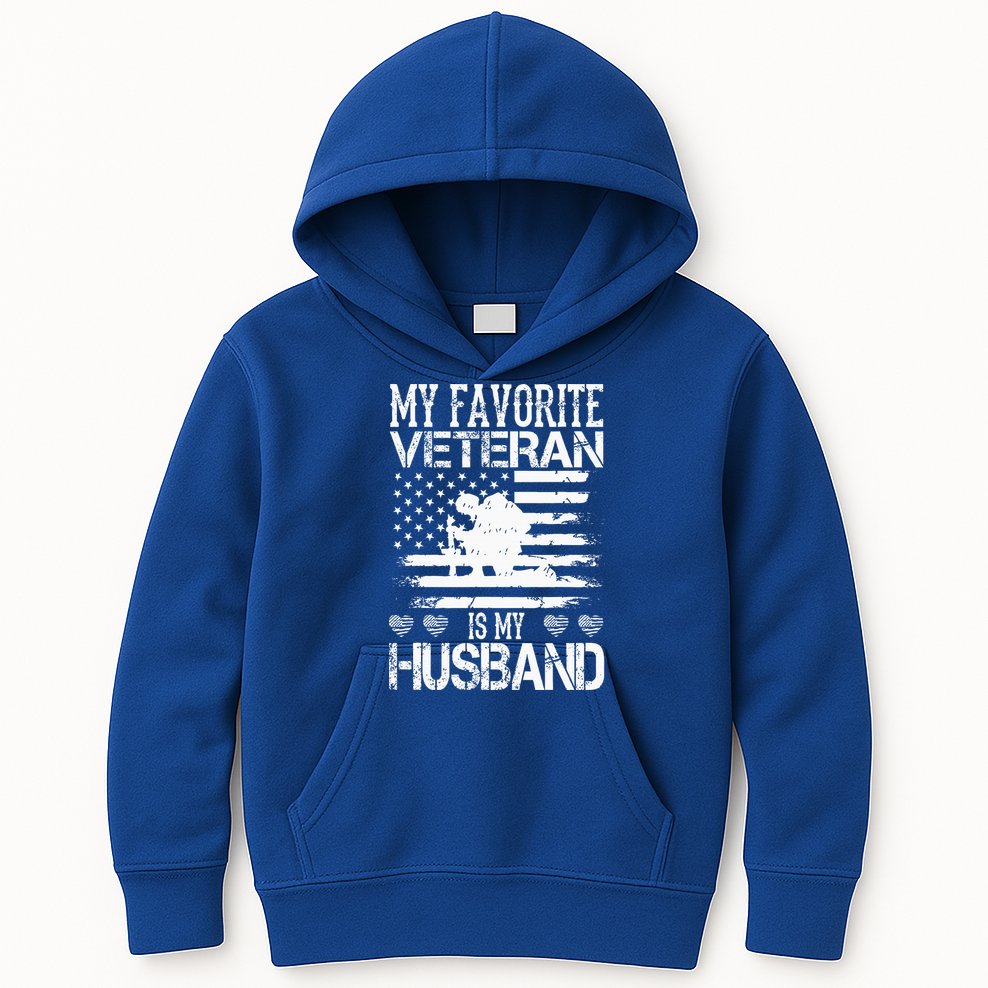 My Favorite Veteran Is My Husband Military Kids Hoodie