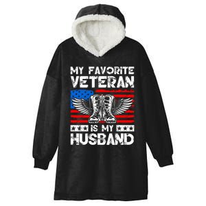 My Favorite Veteran Is My Husband American Us Flag Hooded Wearable Blanket