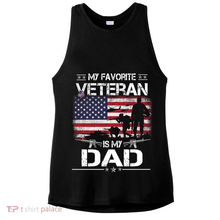 My Favorite Veteran Is My Dad Gift Flag Father Veterans Day Funny Gift Ladies PosiCharge Tri-Blend Wicking Tank
