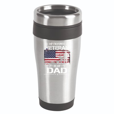 My Favorite Veteran Is My Dad Gift Flag Father Veterans Day Funny Gift 16oz Travel Tumbler