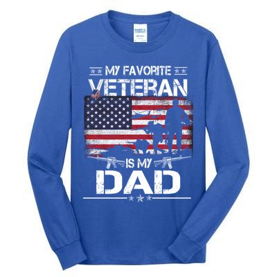 My Favorite Veteran Is My Dad Gift Flag Father Veterans Day Funny Gift Tall Long Sleeve T-Shirt