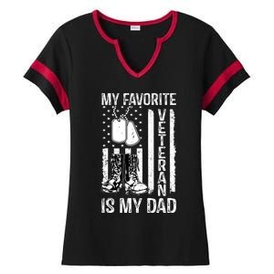 My Favorite Veteran Is My Dad Army Military Veterans Day Ladies Halftime Notch Neck Tee