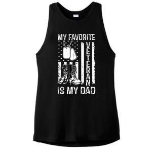 My Favorite Veteran Is My Dad Army Military Veterans Day Ladies PosiCharge Tri-Blend Wicking Tank