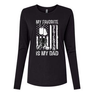 My Favorite Veteran Is My Dad Army Military Veterans Day Womens Cotton Relaxed Long Sleeve T-Shirt