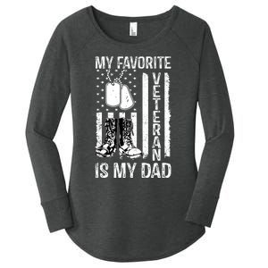 My Favorite Veteran Is My Dad Army Military Veterans Day Women's Perfect Tri Tunic Long Sleeve Shirt