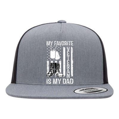 My Favorite Veteran Is My Dad Army Military Veterans Day Flat Bill Trucker Hat