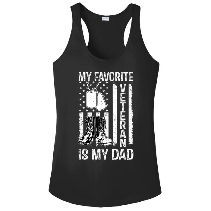 My Favorite Veteran Is My Dad Army Military Veterans Day Ladies PosiCharge Competitor Racerback Tank