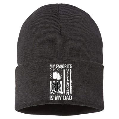 My Favorite Veteran Is My Dad Army Military Veterans Day Sustainable Knit Beanie