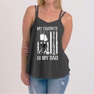 My Favorite Veteran Is My Dad Army Military Veterans Day Women's Strappy Tank