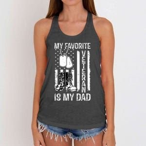 My Favorite Veteran Is My Dad Army Military Veterans Day Women's Knotted Racerback Tank