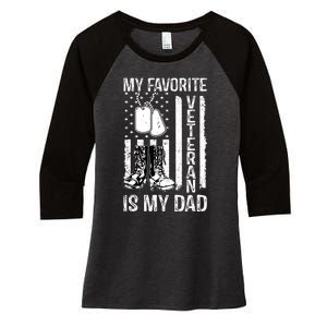 My Favorite Veteran Is My Dad Army Military Veterans Day Women's Tri-Blend 3/4-Sleeve Raglan Shirt