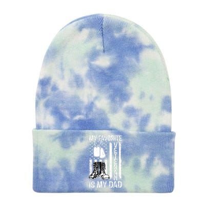 My Favorite Veteran Is My Dad Army Military Veterans Day Tie Dye 12in Knit Beanie