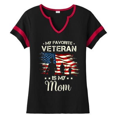 My Favorite Veteran Is My Mom Proud Mom Mother Veterans Day Ladies Halftime Notch Neck Tee