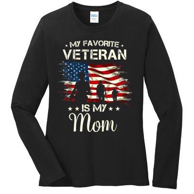 My Favorite Veteran Is My Mom Proud Mom Mother Veterans Day Ladies Long Sleeve Shirt