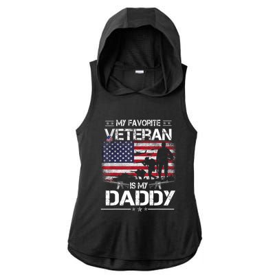 My Favorite Veteran Is My Daddy Flag Father Veterans Day Ladies PosiCharge Tri-Blend Wicking Draft Hoodie Tank