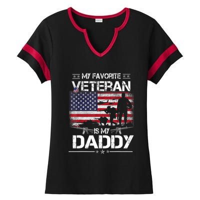 My Favorite Veteran Is My Daddy Flag Father Veterans Day Ladies Halftime Notch Neck Tee