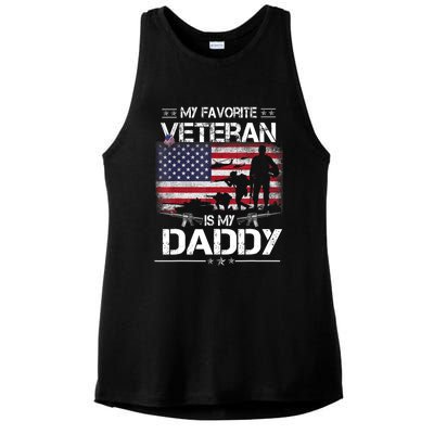 My Favorite Veteran Is My Daddy Flag Father Veterans Day Ladies PosiCharge Tri-Blend Wicking Tank