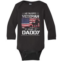 My Favorite Veteran Is My Daddy Flag Father Veterans Day Baby Long Sleeve Bodysuit