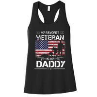 My Favorite Veteran Is My Daddy Flag Father Veterans Day Women's Racerback Tank