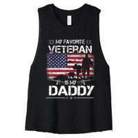 My Favorite Veteran Is My Daddy Flag Father Veterans Day Women's Racerback Cropped Tank