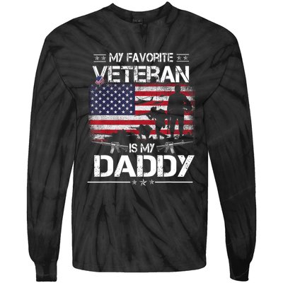 My Favorite Veteran Is My Daddy Flag Father Veterans Day Tie-Dye Long Sleeve Shirt