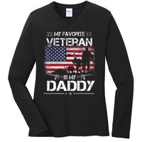 My Favorite Veteran Is My Daddy Flag Father Veterans Day Ladies Long Sleeve Shirt