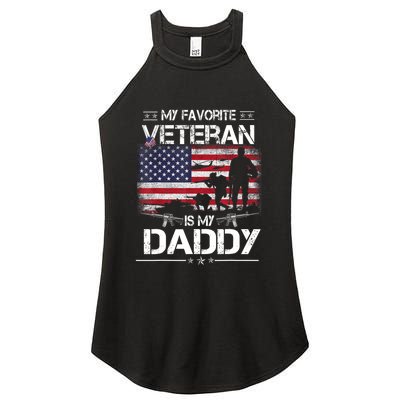 My Favorite Veteran Is My Daddy Flag Father Veterans Day Women's Perfect Tri Rocker Tank