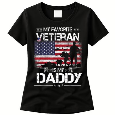 My Favorite Veteran Is My Daddy Flag Father Veterans Day Womens T-Shirt