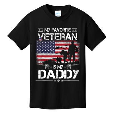 My Favorite Veteran Is My Daddy Flag Father Veterans Day Kids T-Shirt